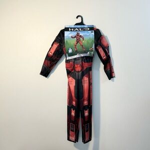 NEW Kids Halo Red Spartan Child Muscle Costume Size Medium 7-8 Retail $35